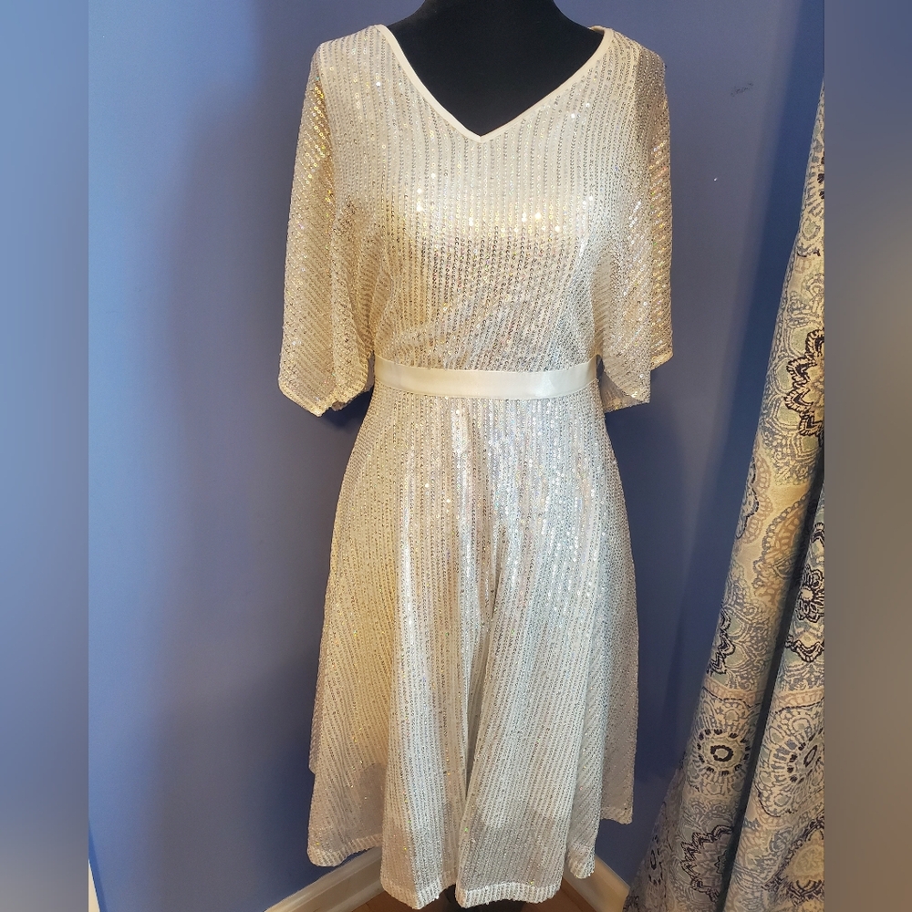Elegant White Sequin Dress